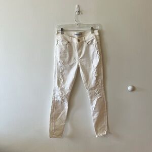 Express distressed white mid rise jeans